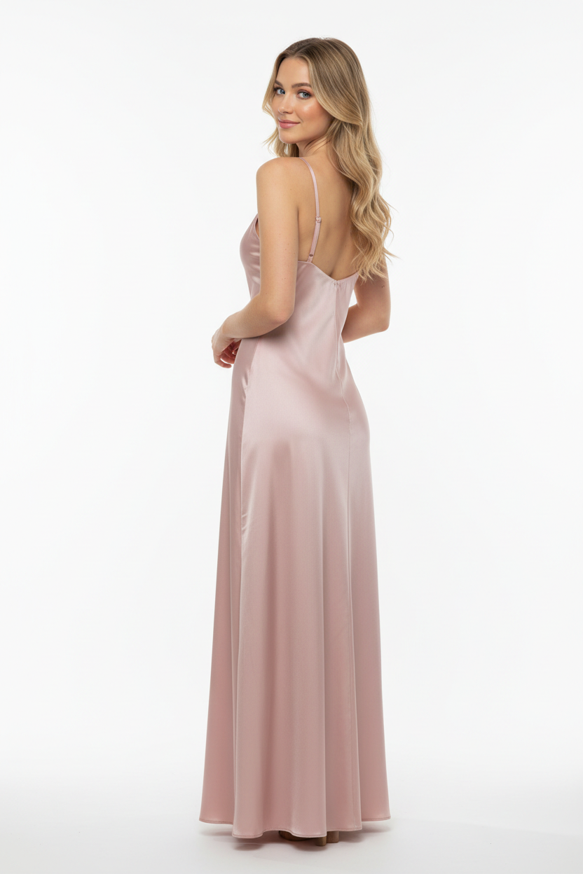 Dusty rose blush pink night dress - back white background