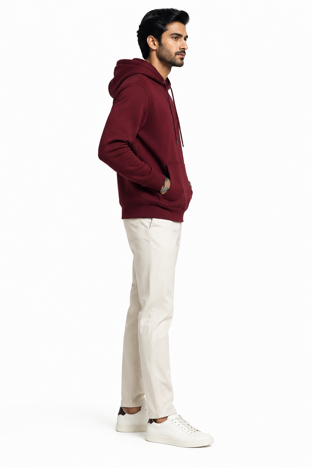 Men's Hoodie Maroon - Side Profile