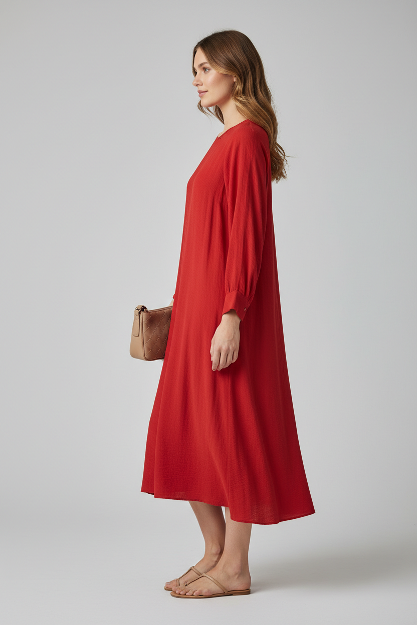 Red casual day dress - studio left