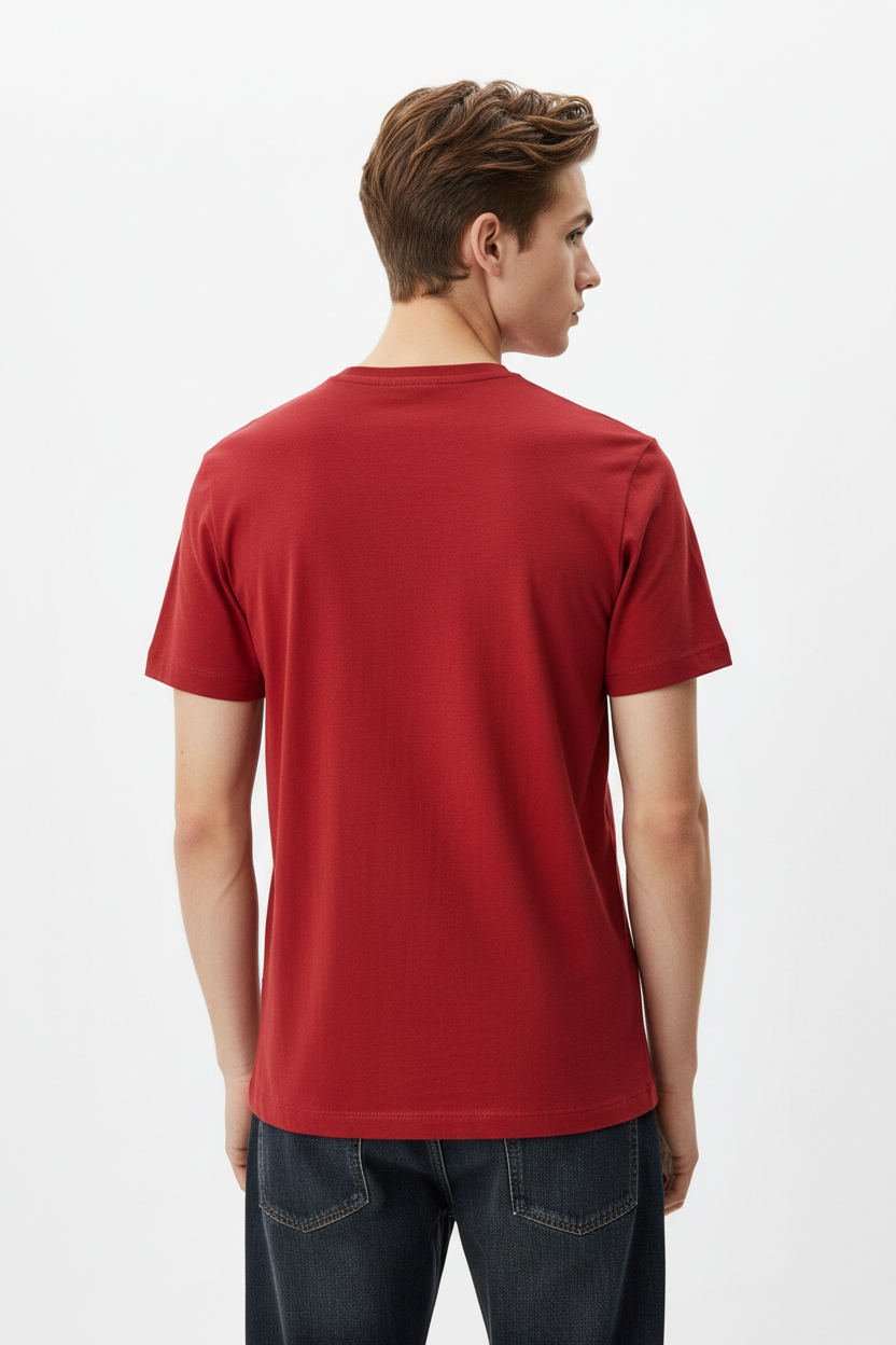 Red men's t-shirt - back white background