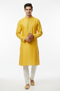 Yellow men's kurta - front white background