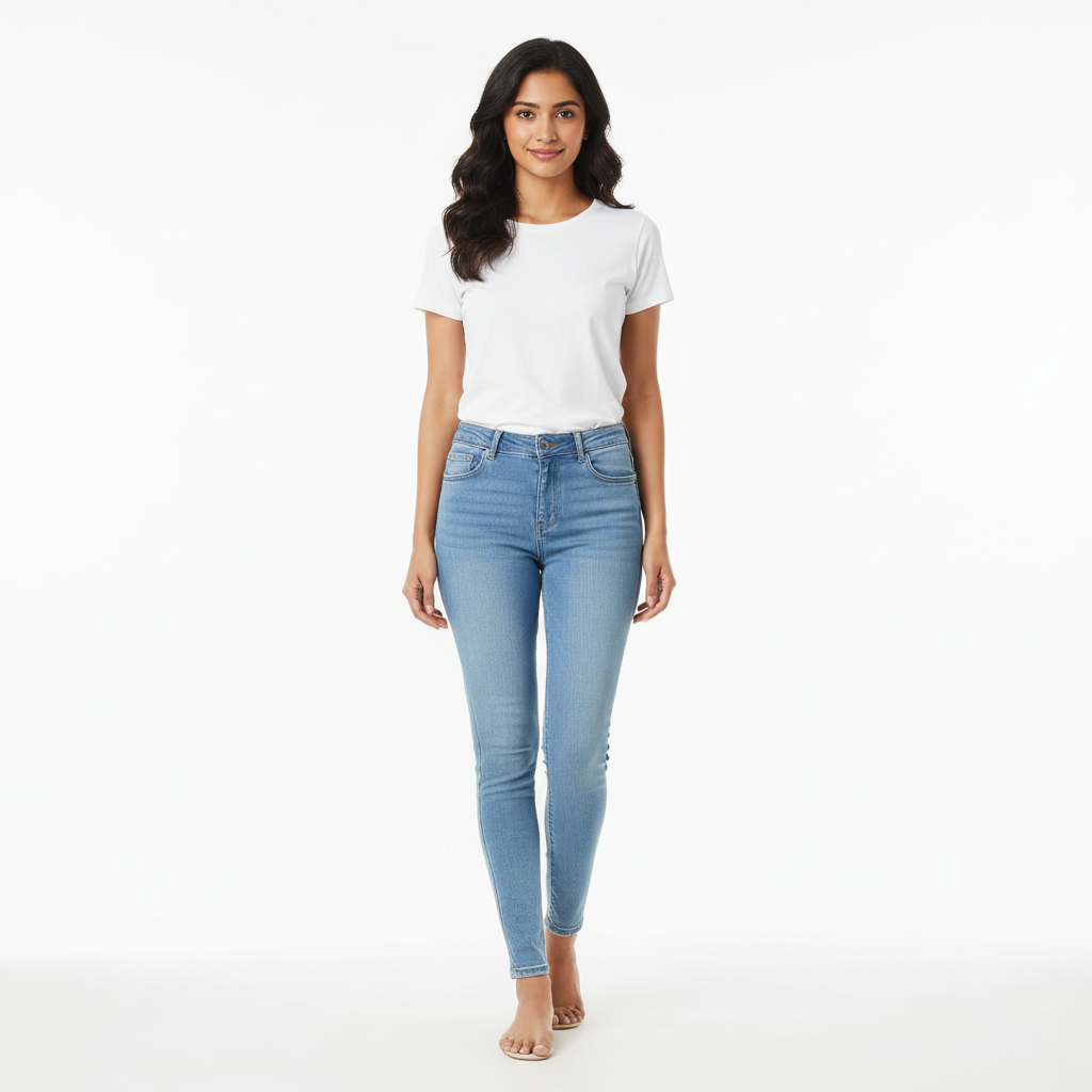 Light Blue Women's Jeans - Front