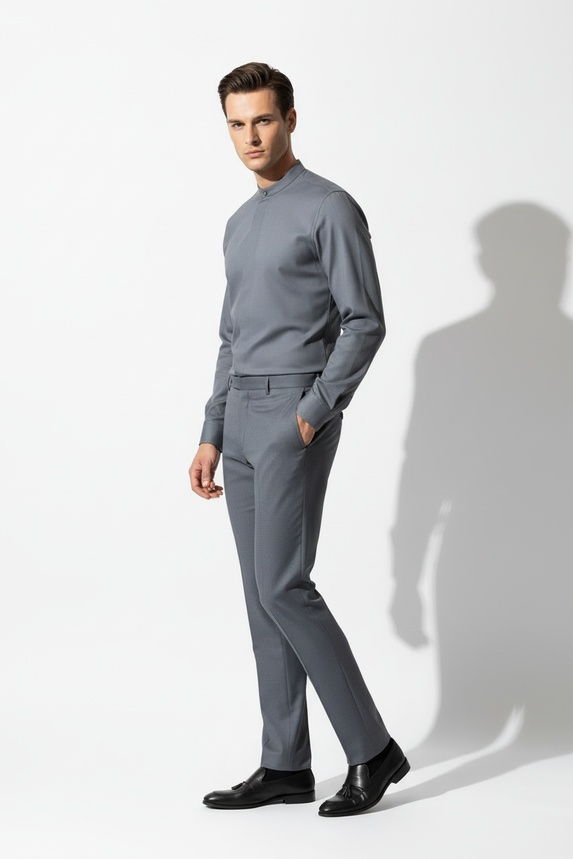 Slate grey full sleeve shirt - three quarter
