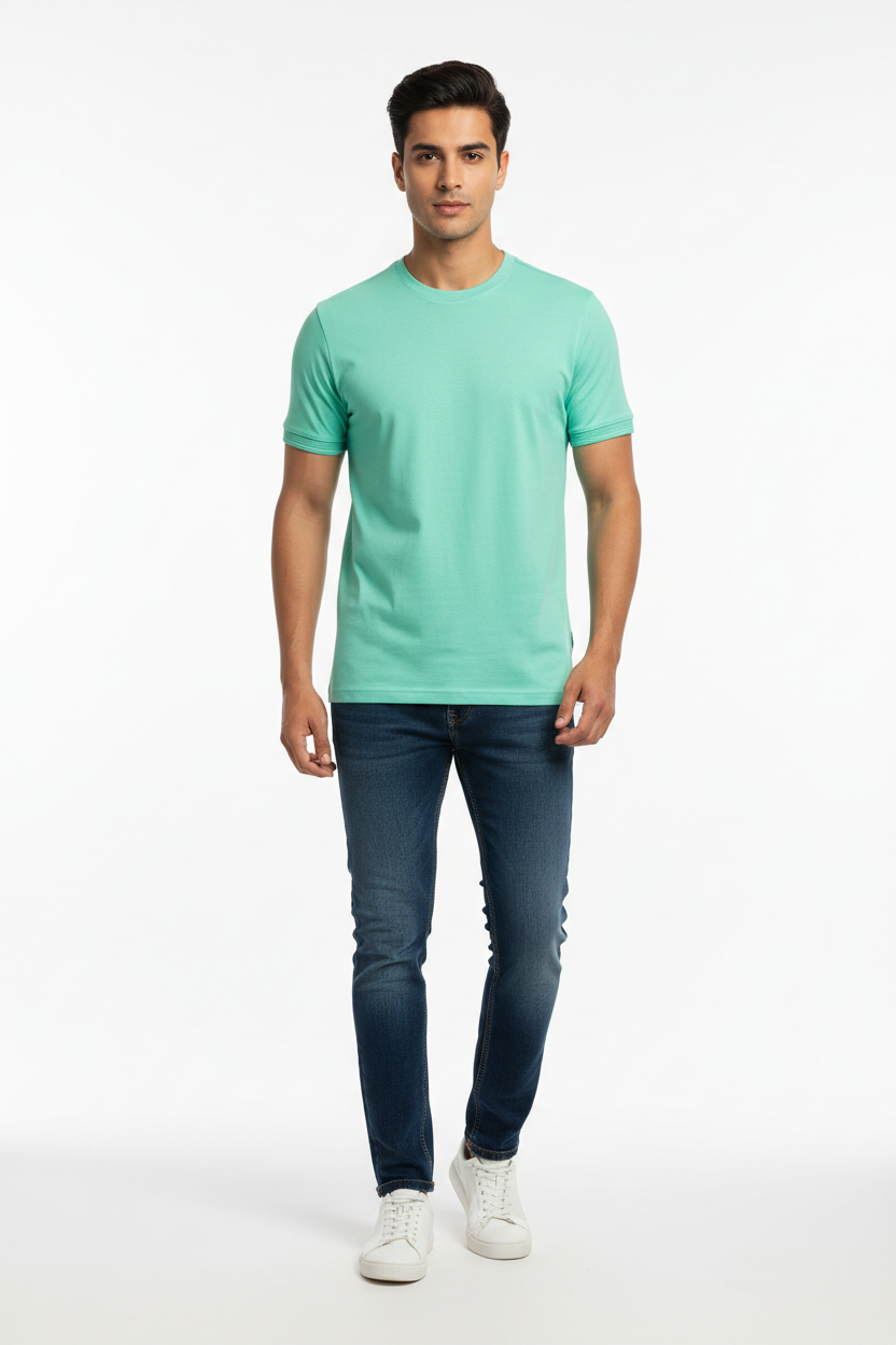 Mint green men's T-shirt - front white background