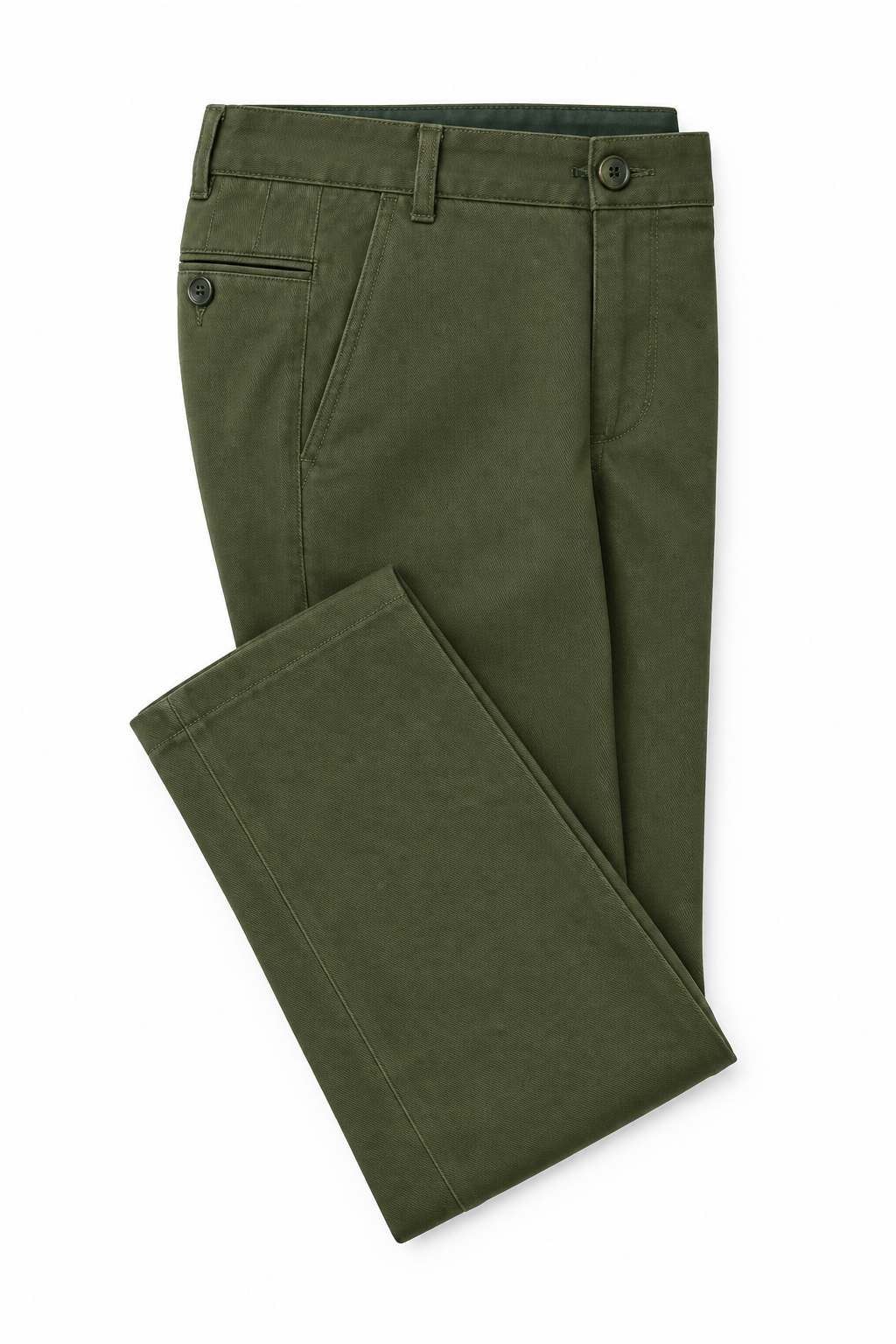 Olive Green Men's Trousers - Flat Lay