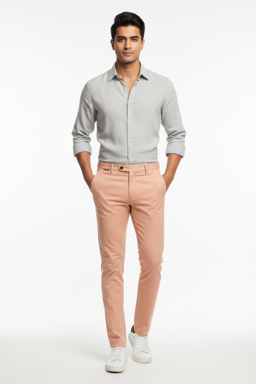 Peach men's trouser - front white background