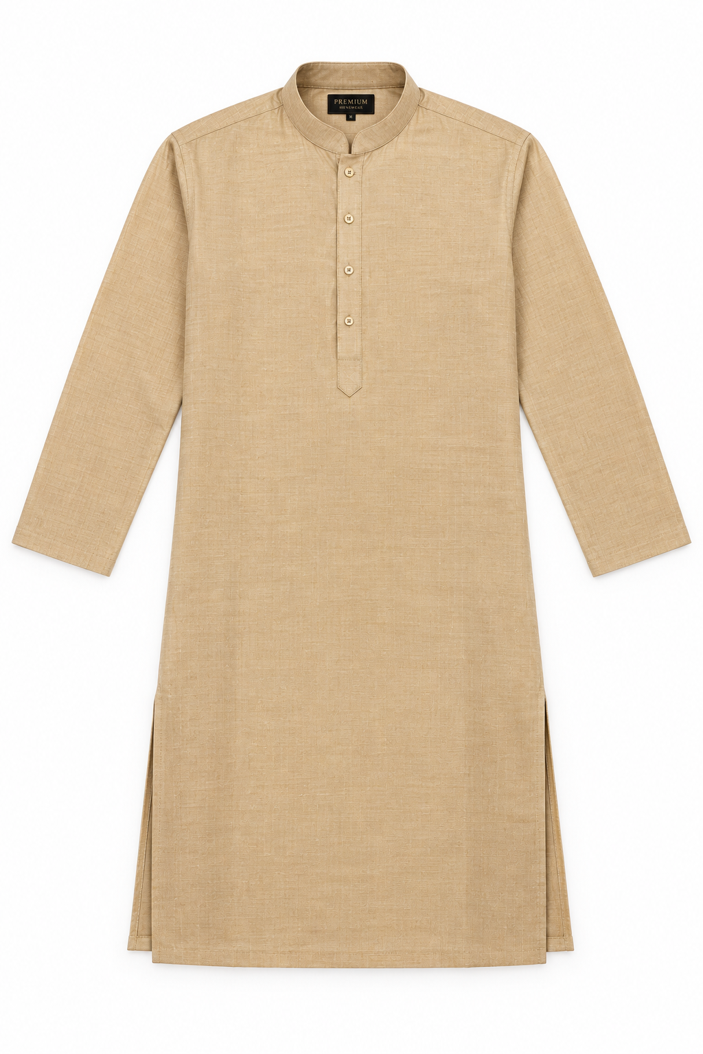 Beige Men's Kurta - Flat Lay