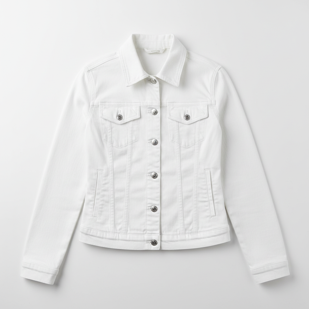 Women's Denim Jacket White - Studio Shot