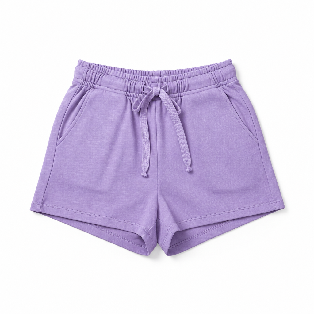 Women's Casual Cotton Shorts Lavender - Flat lay