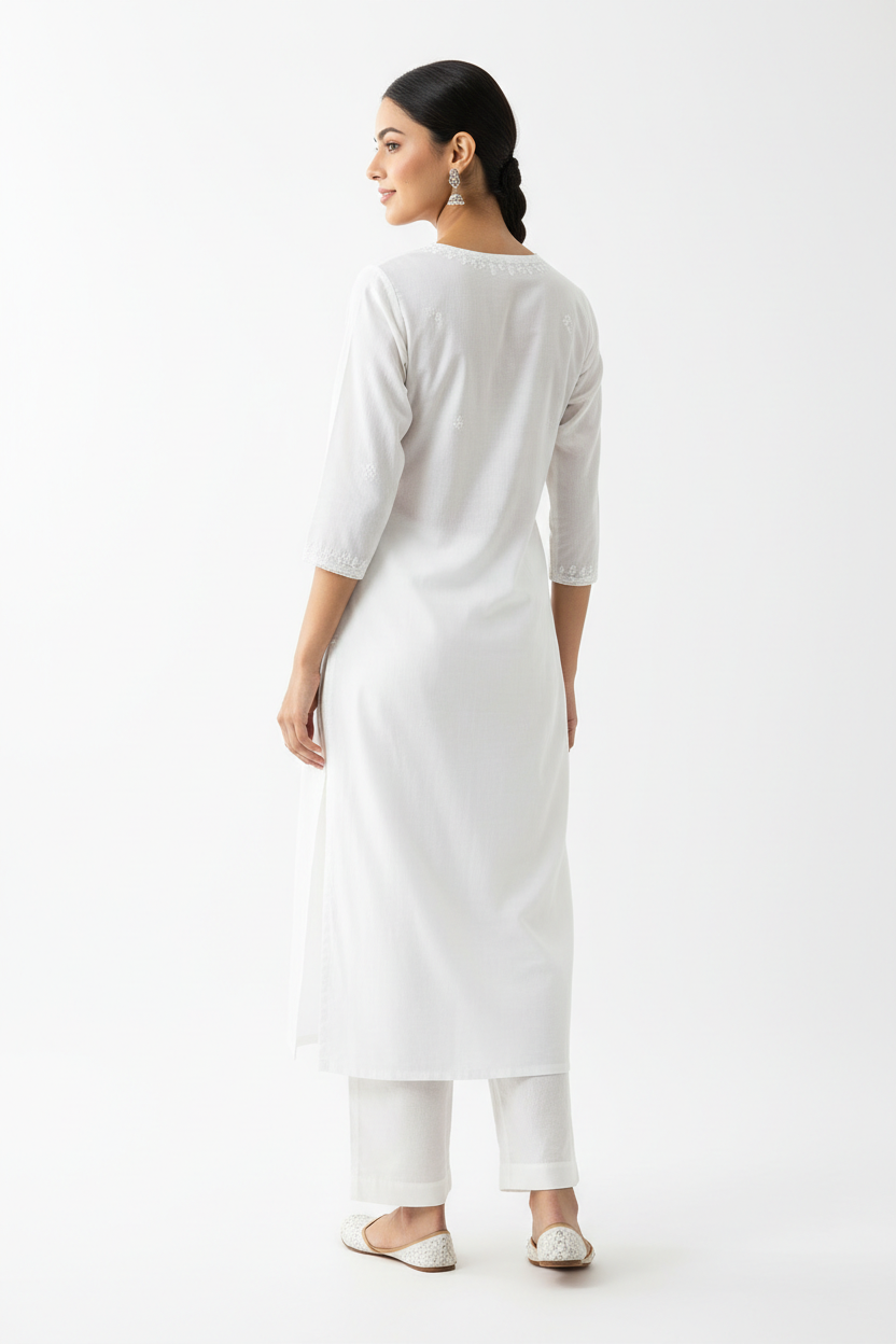 White women's kurti - back white background