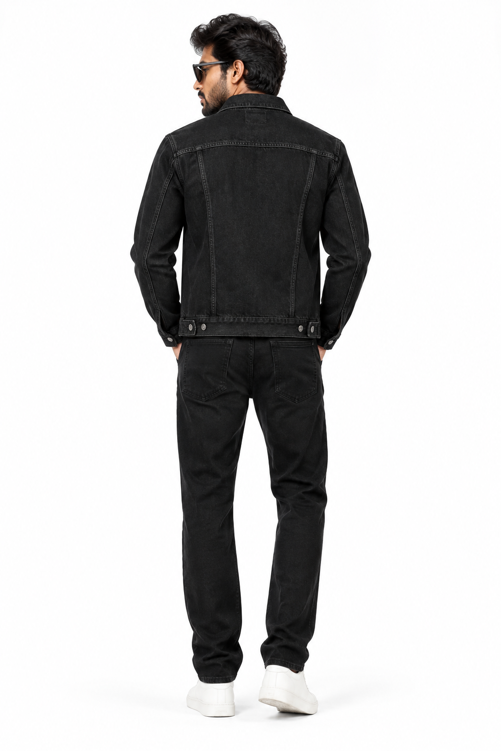Men's Denim Jacket Black - Back View
