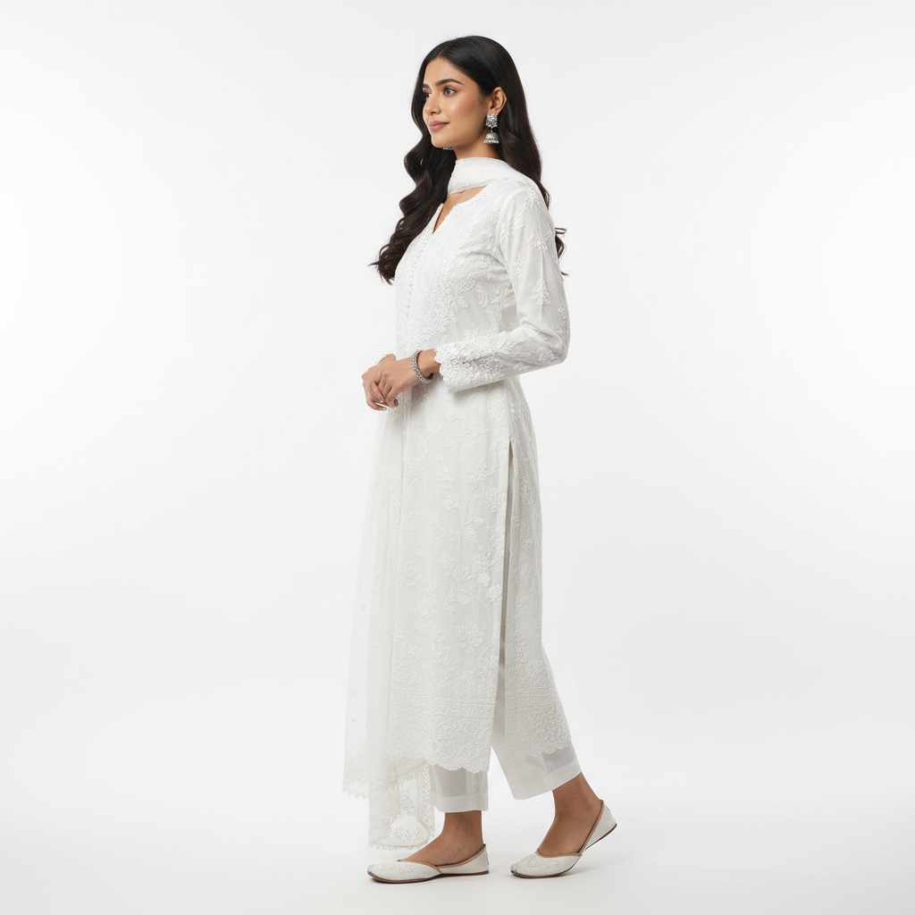 White Women's Kurti - Side