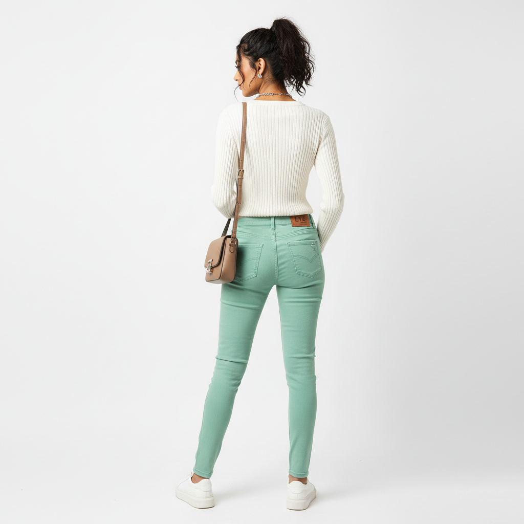 Mint Green Women's Jeans - Back