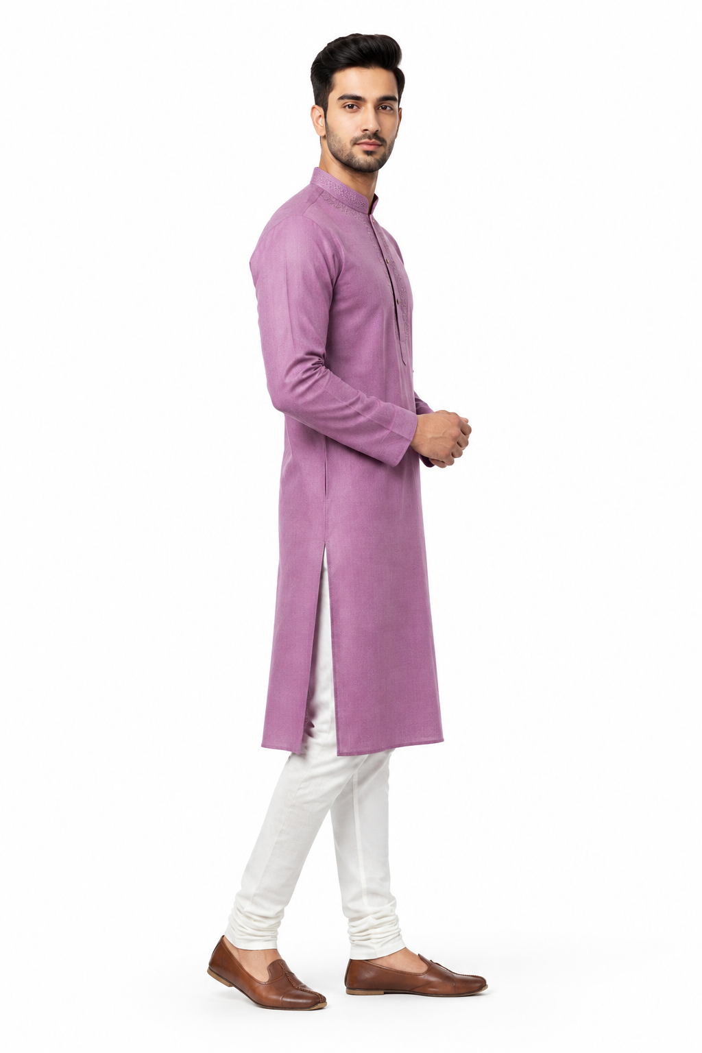 Lavender Men's Kurta - Side Profile
