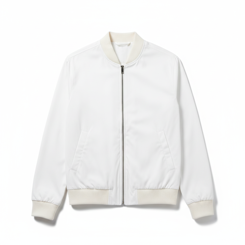 Men's Casual Bomber Jacket White - Studio Shot