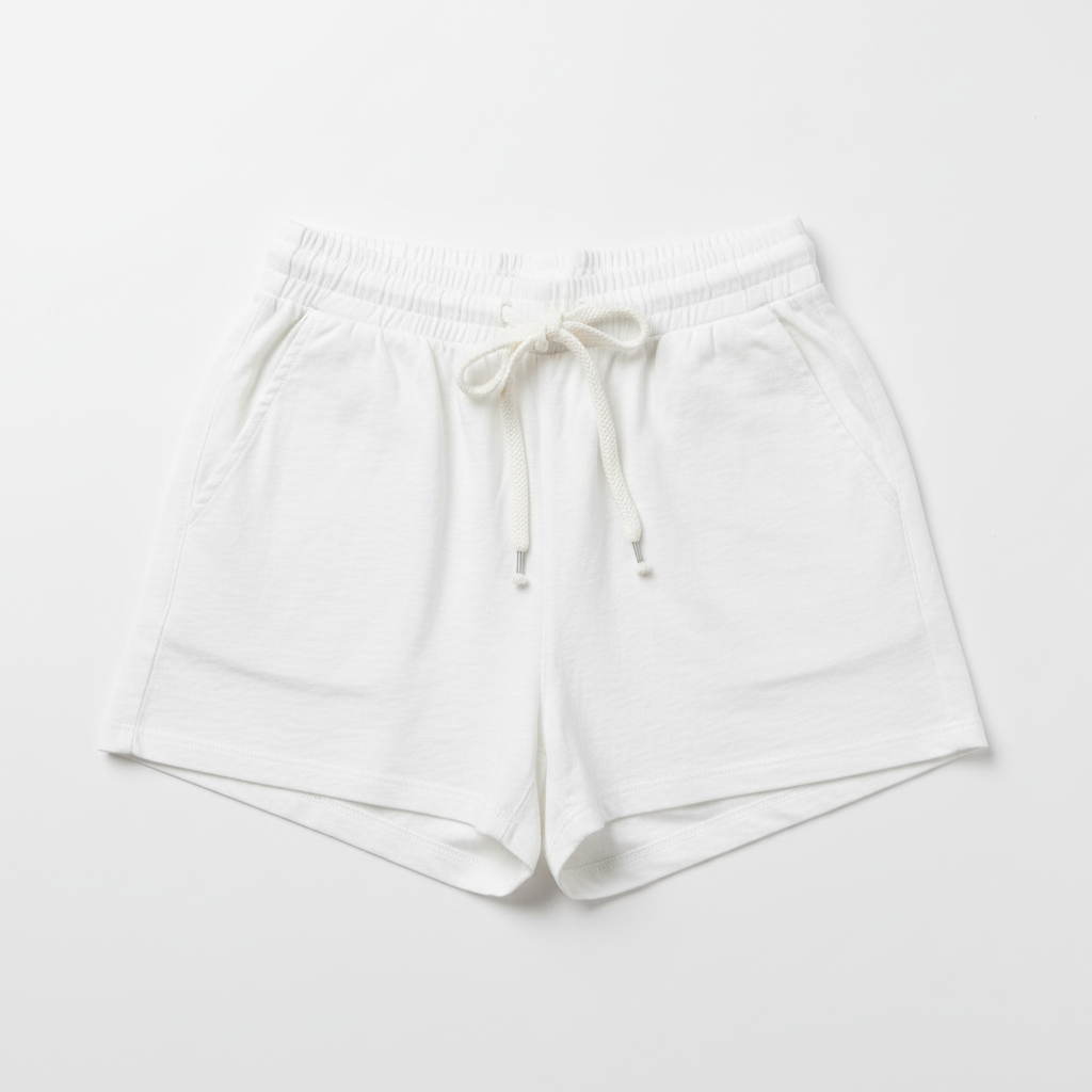 Women's Casual Cotton Shorts White - Studio Shot