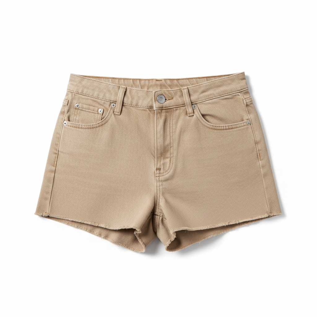 Women's Denim Shorts Beige - Studio Shot