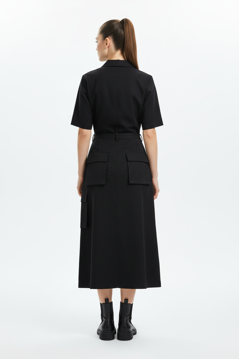 Urban Cargo Skirt Black - Back View