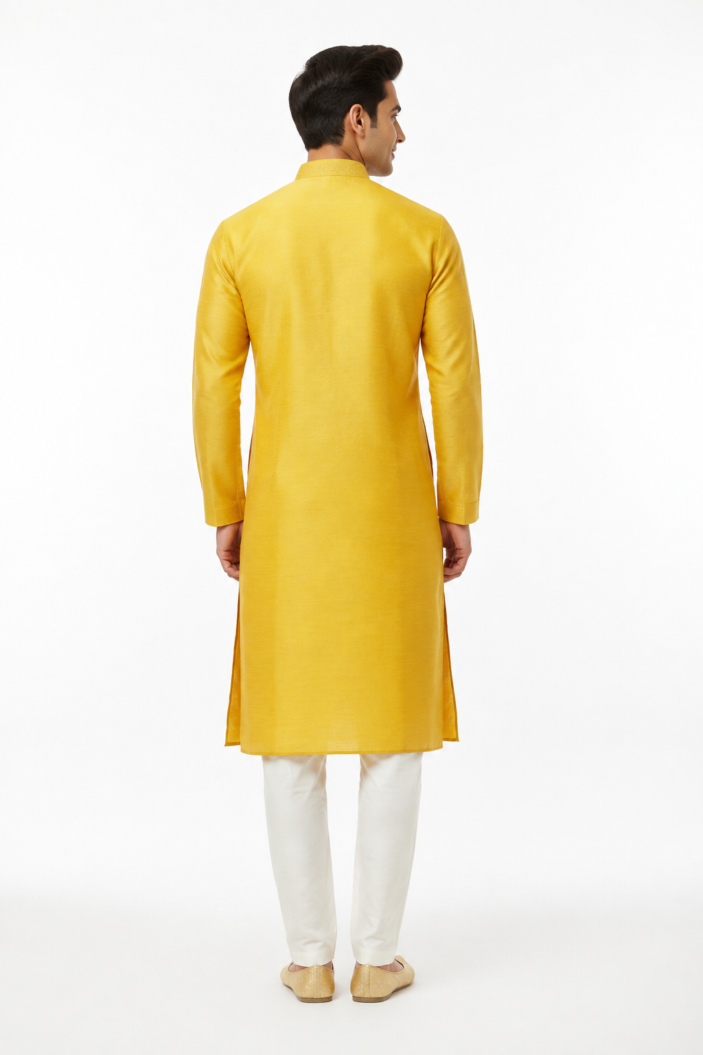 Yellow Men's Kurta - Back View