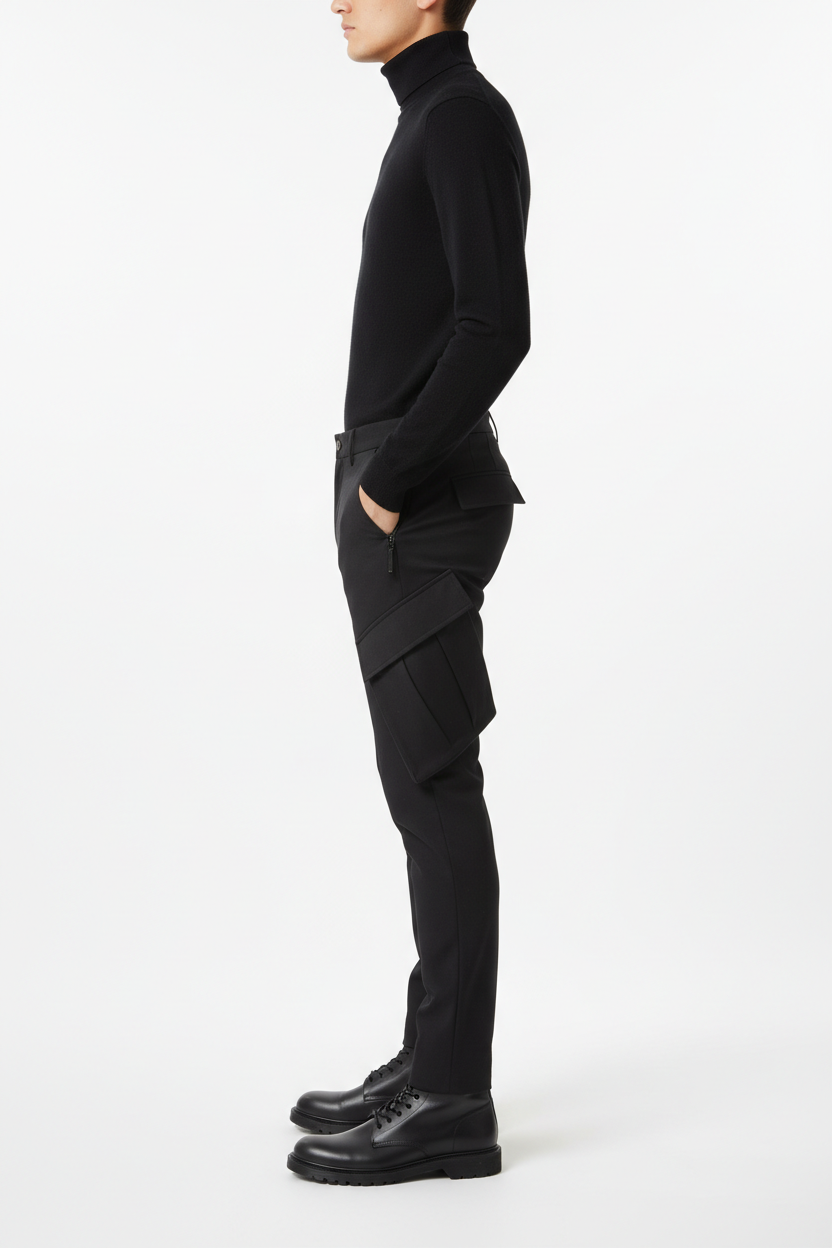 Urban Cargo Pants Black - Side Profile