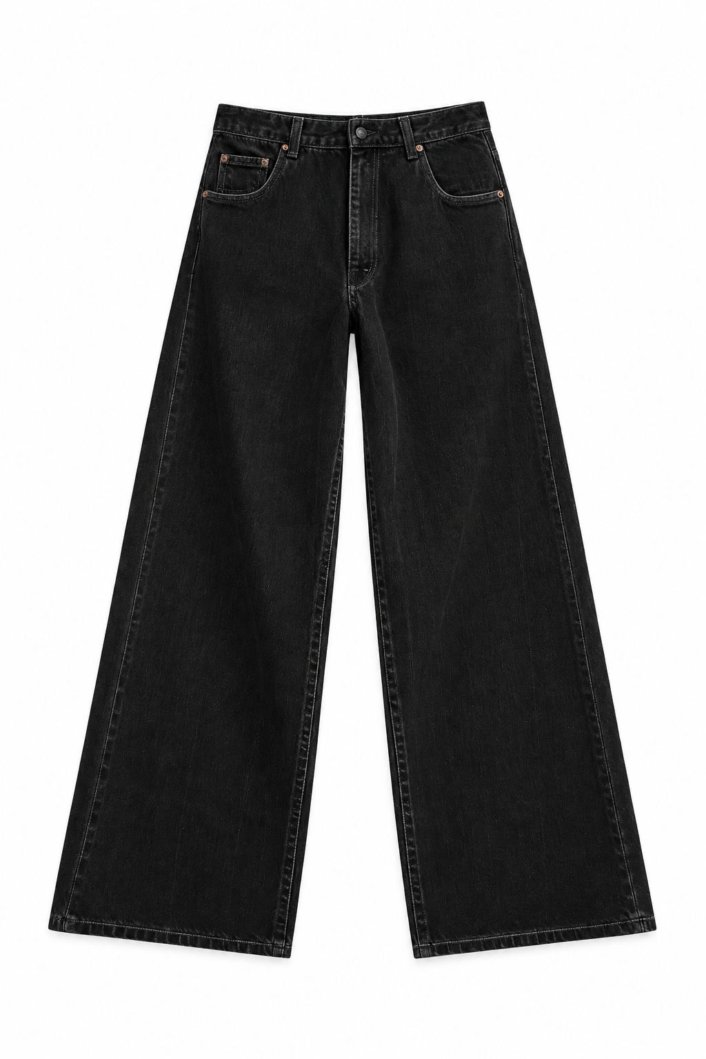Black Wide-Leg Jeans - Flat Lay
