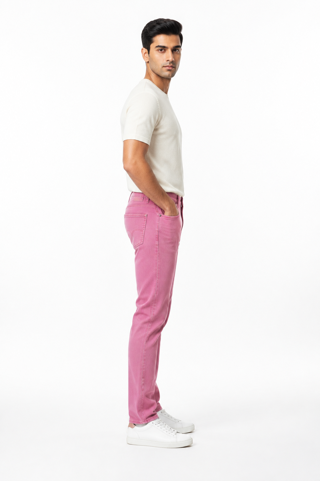 Pink Men's Jeans - Side Profile