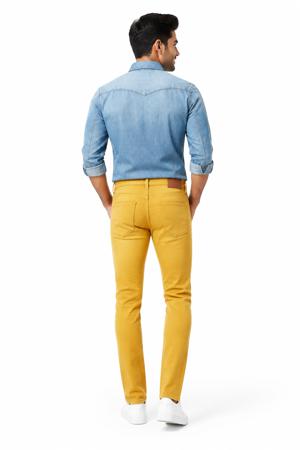 Yellow Men's Jeans - Back View