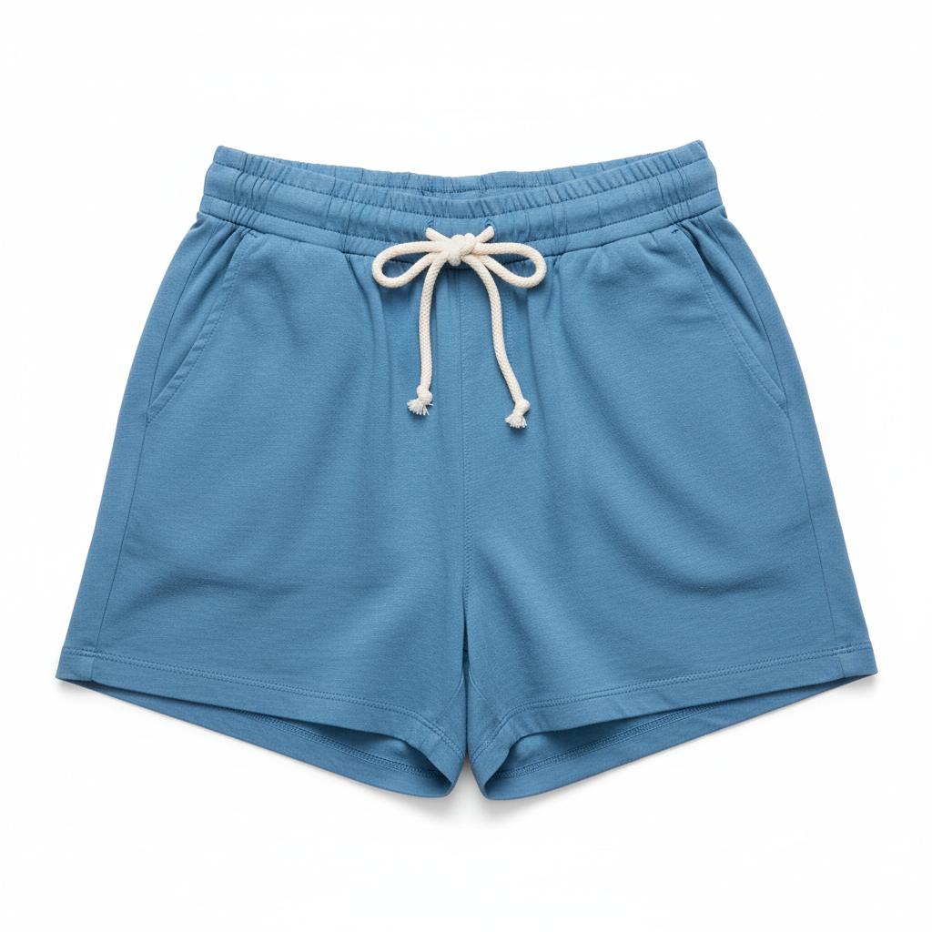 Women's Casual Cotton Shorts Blue - Studio Shot