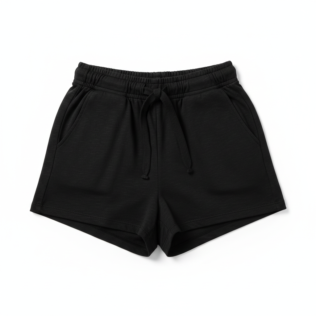 Women's Casual Cotton Shorts Black - Studio Shot