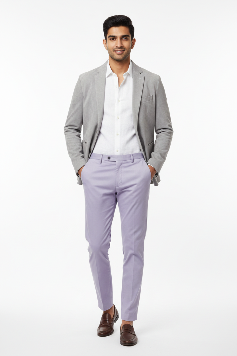 Lavender men's trouser - front white background