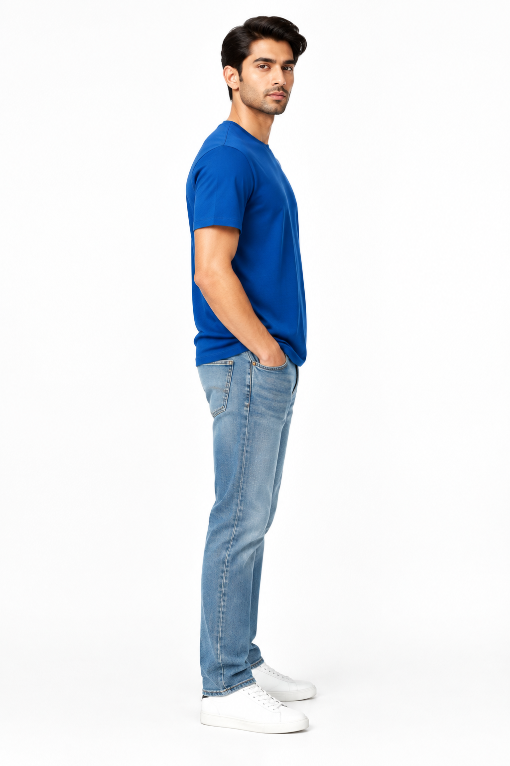 Royal Blue Men's T-Shirt - Side Profile