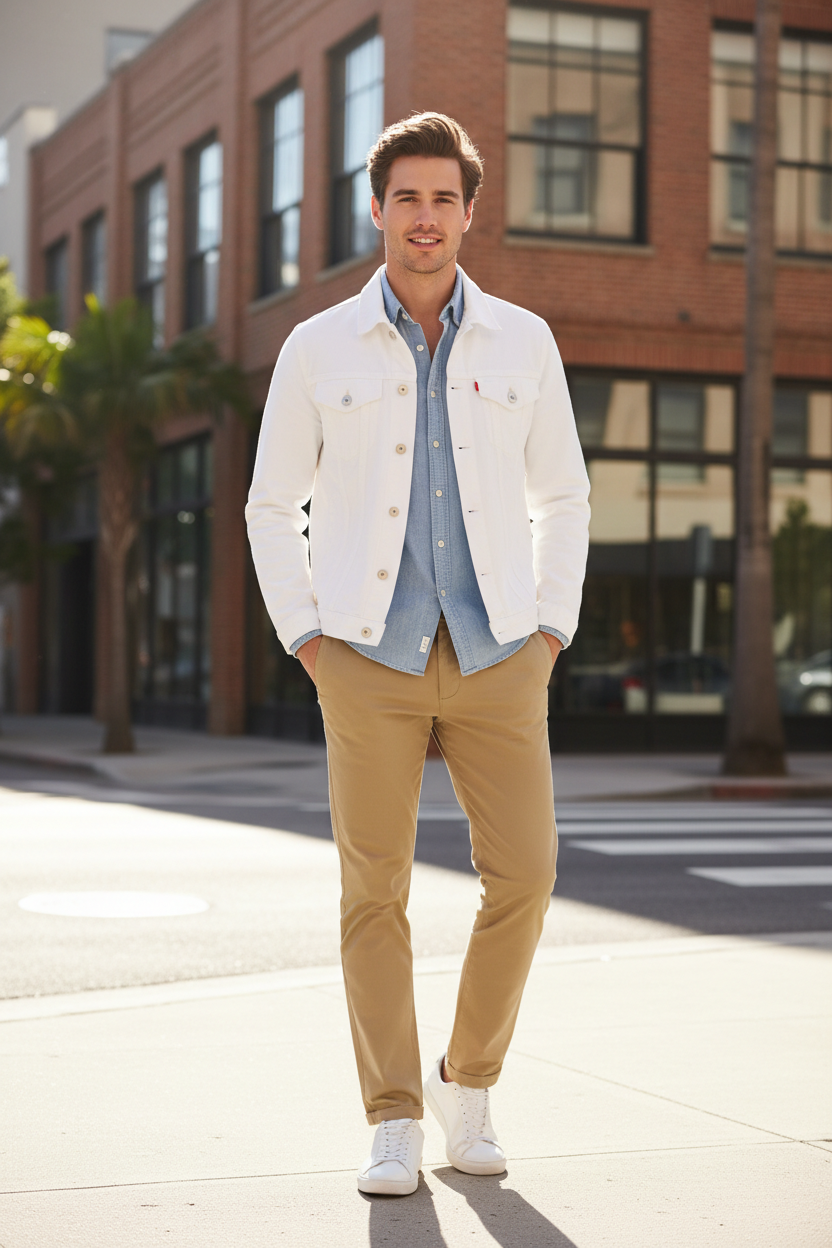 Men's Denim Jacket White - Lifestyle 1