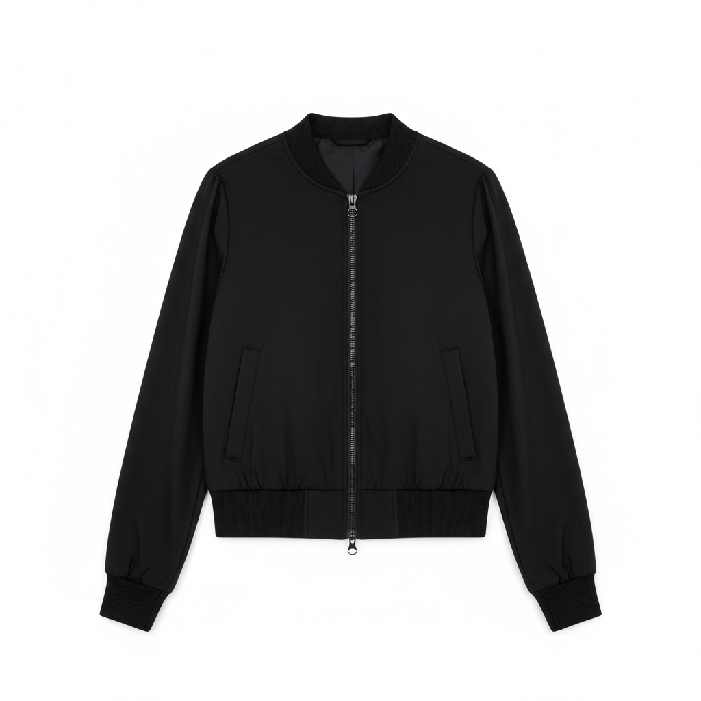 Women's Casual Bomber Jacket Black - Studio Shot
