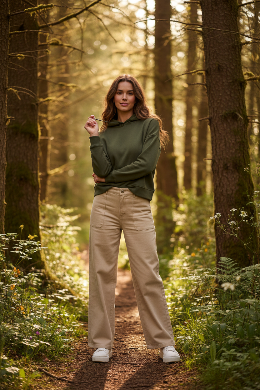 Women's Hoodie Olive Green - Lifestyle 1