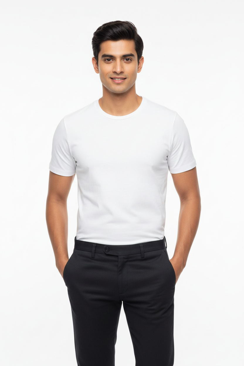 White men's T-shirt - front white background