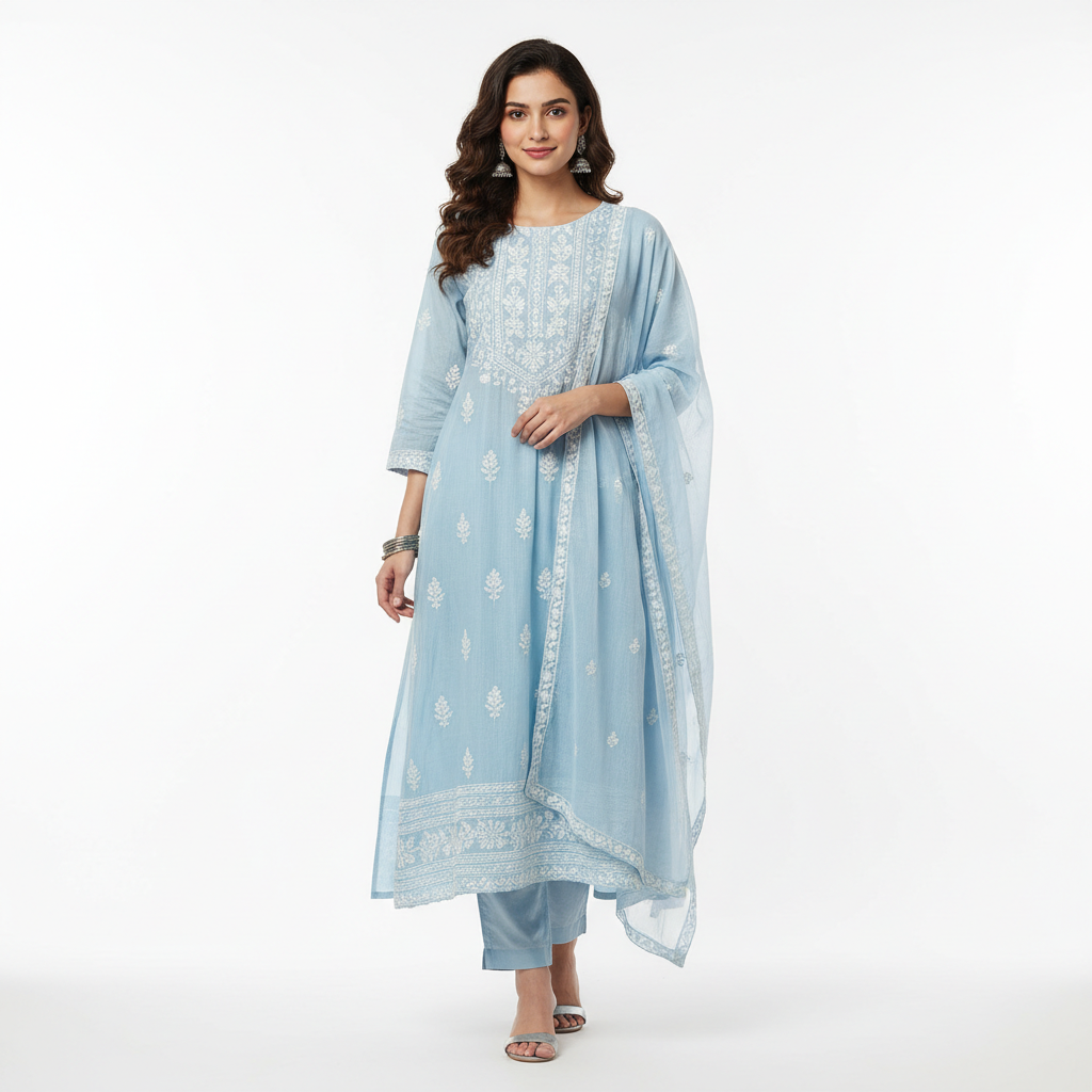 Light Blue Women's Kurti - Front