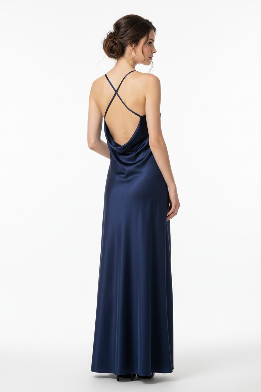 Navy blue night dress - back white background