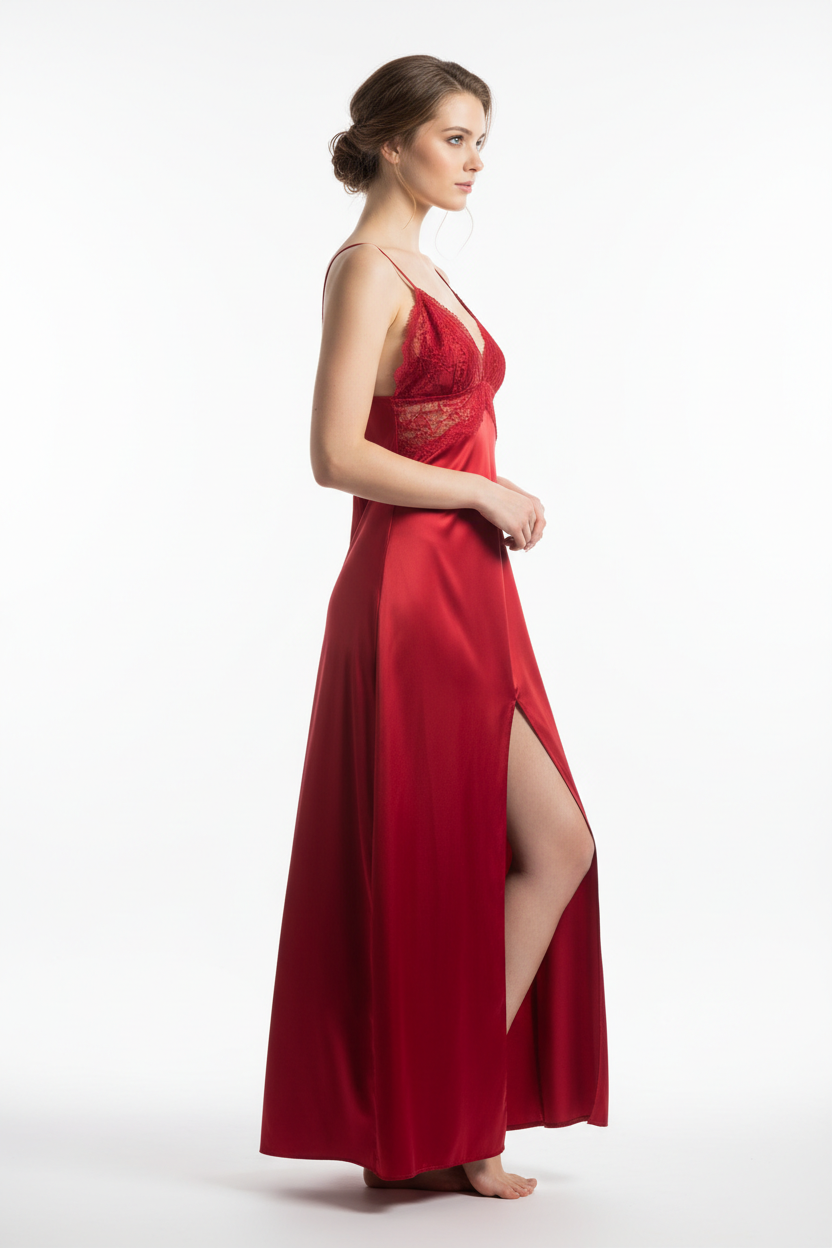 Red night dress - right white background