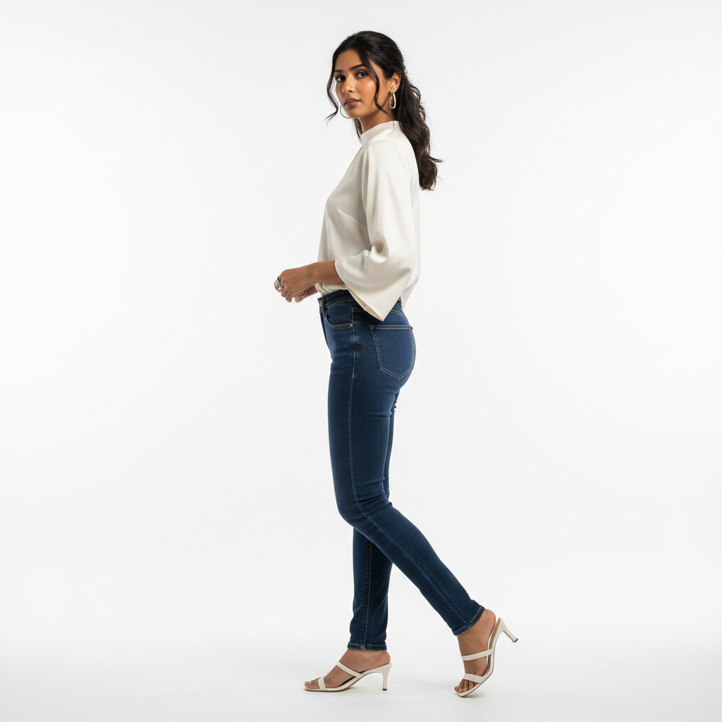 Dark Blue Women's Jeans - Side