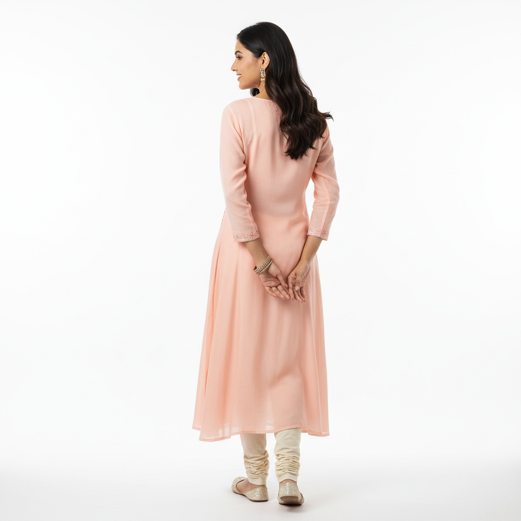 Peach Women's Kurti - Back