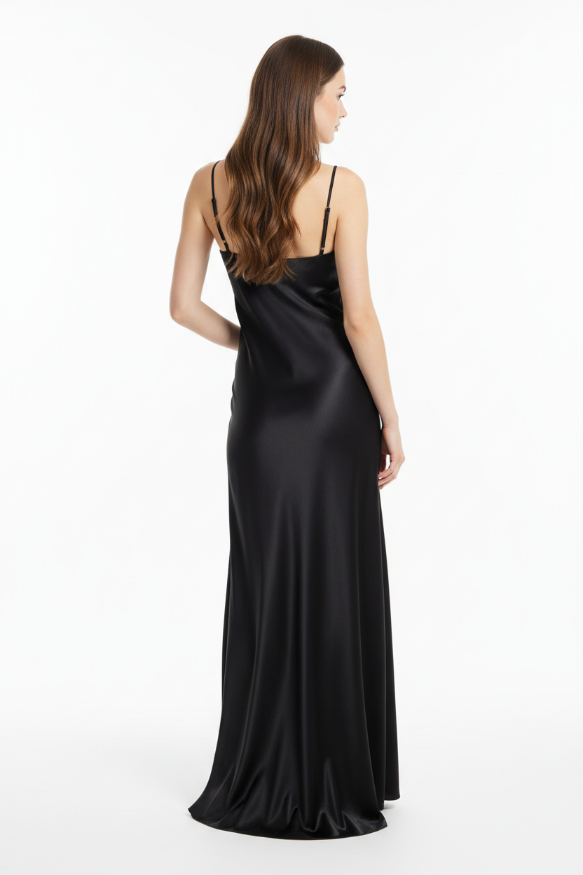 Black night dress - back white background