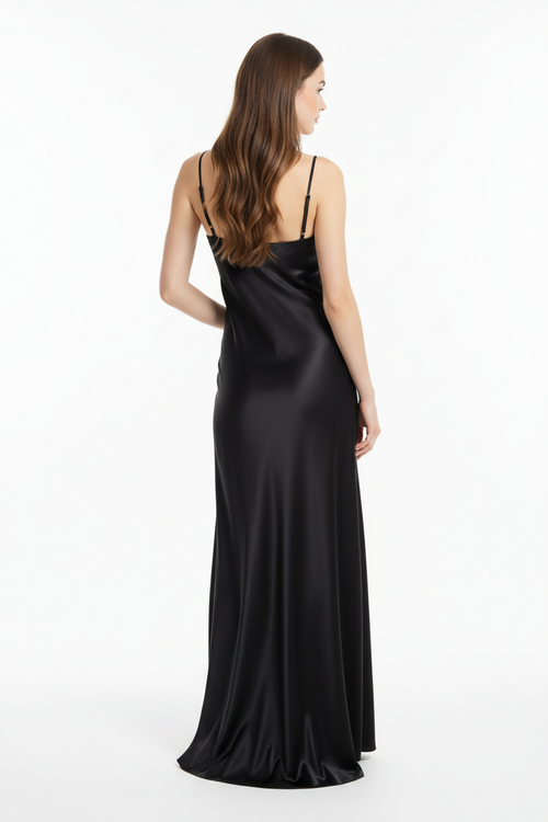 Black night dress - back white background