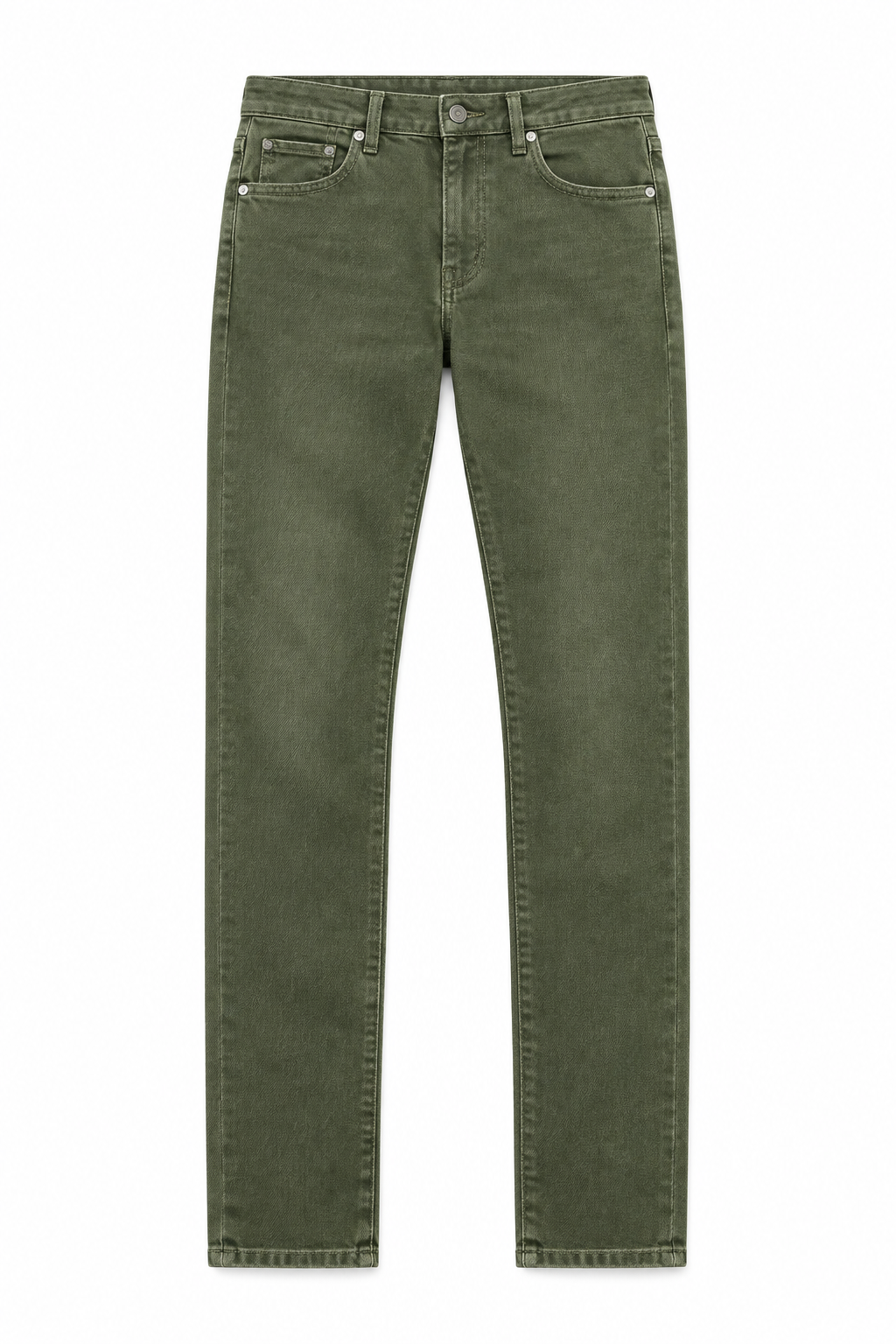 Olive Green Men's Jeans - Flat Lay