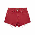 Women's Denim Shorts Red - Studio Shot