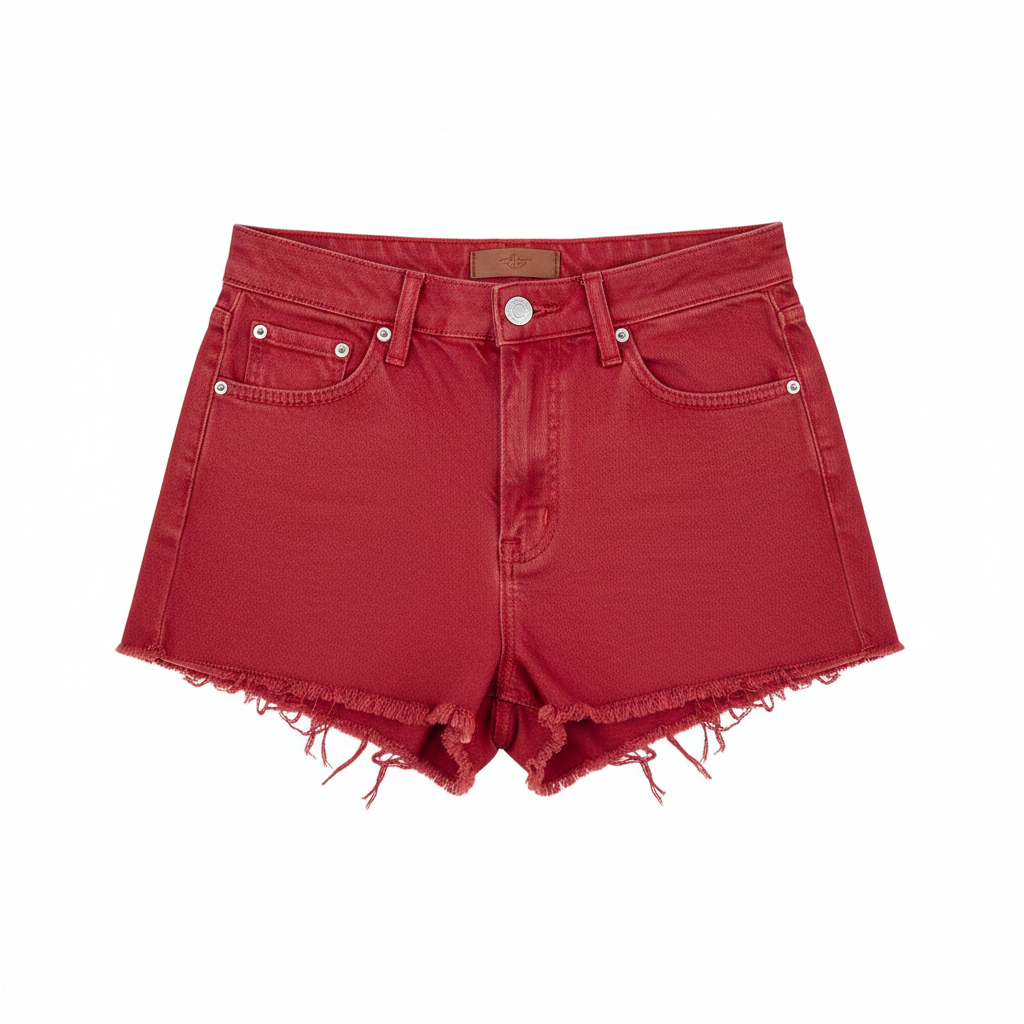 Women's Denim Shorts Red - Studio Shot