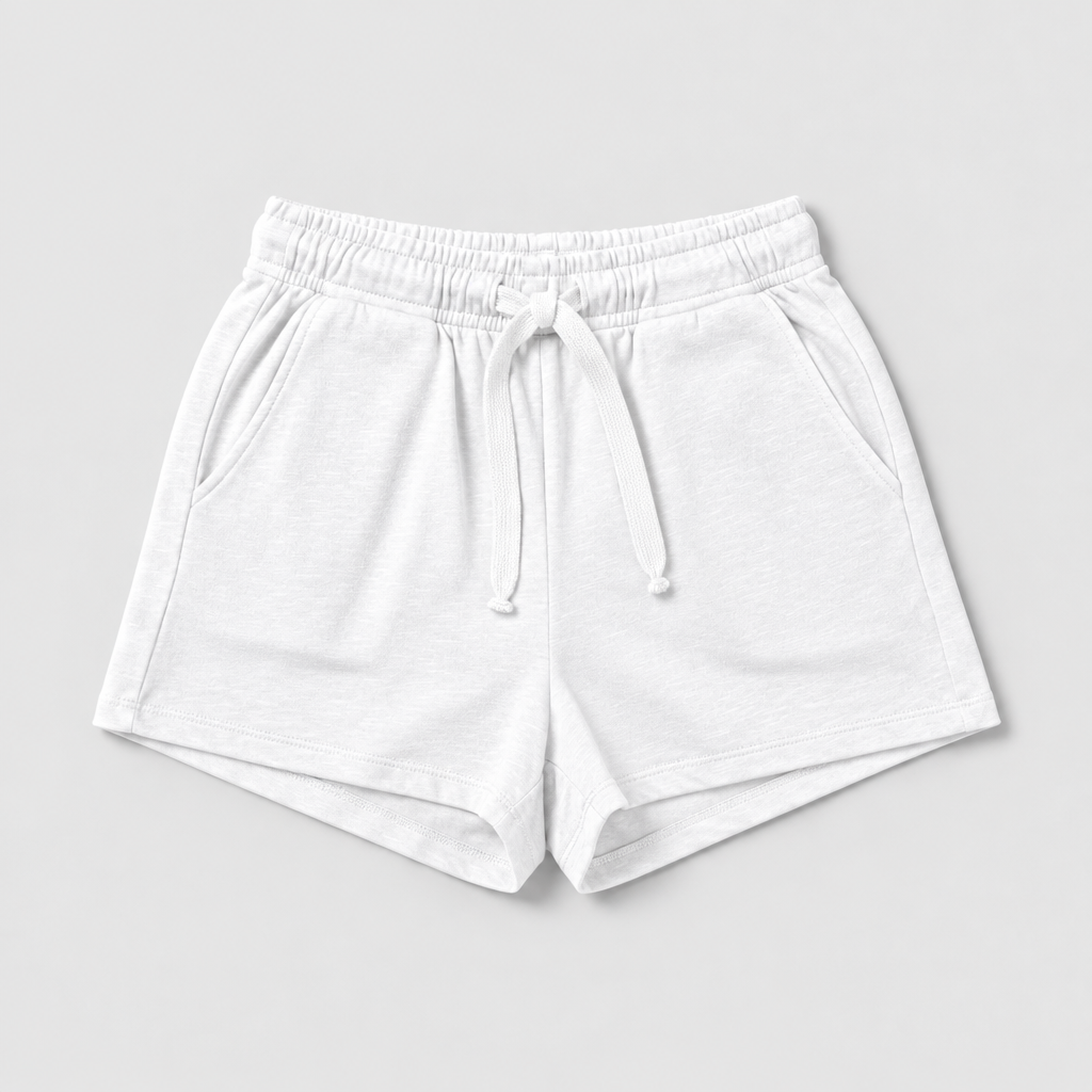 Women's Casual Cotton Shorts White - Flat lay