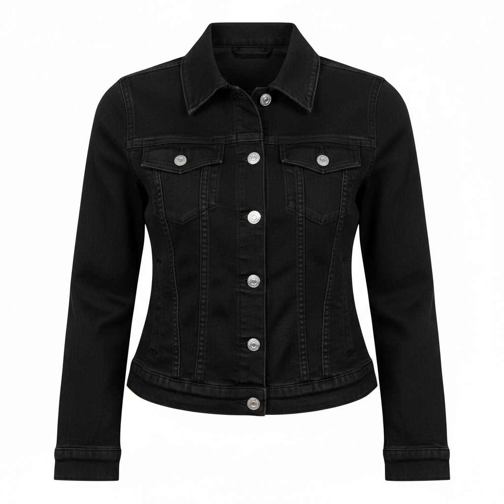 Women's Denim Jacket Denim Black - Studio Shot