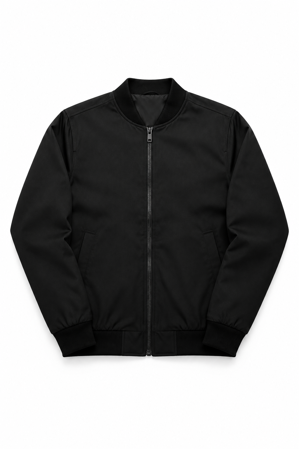 Men's Casual Bomber Jacket Black - Flat Lay