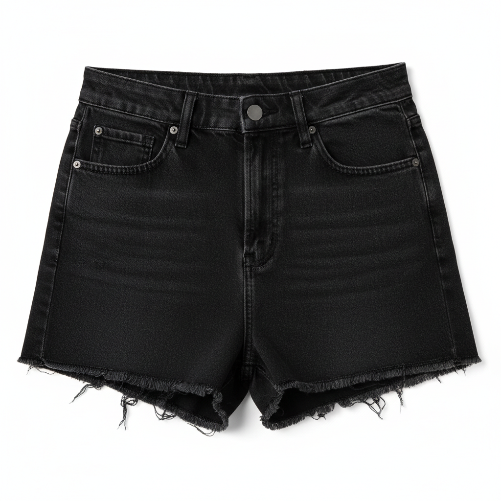 Women's Denim Shorts Black - Studio Shot