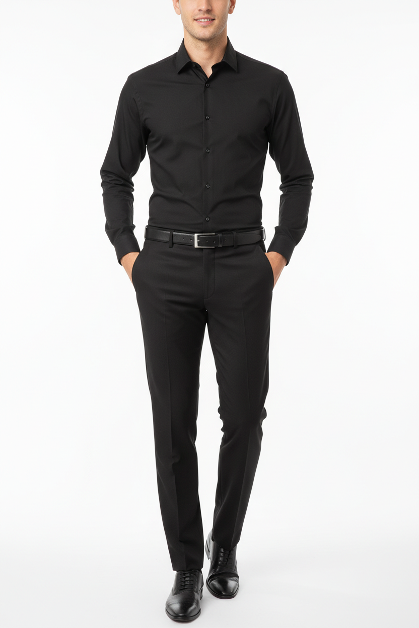 Black men's trousers - front white background